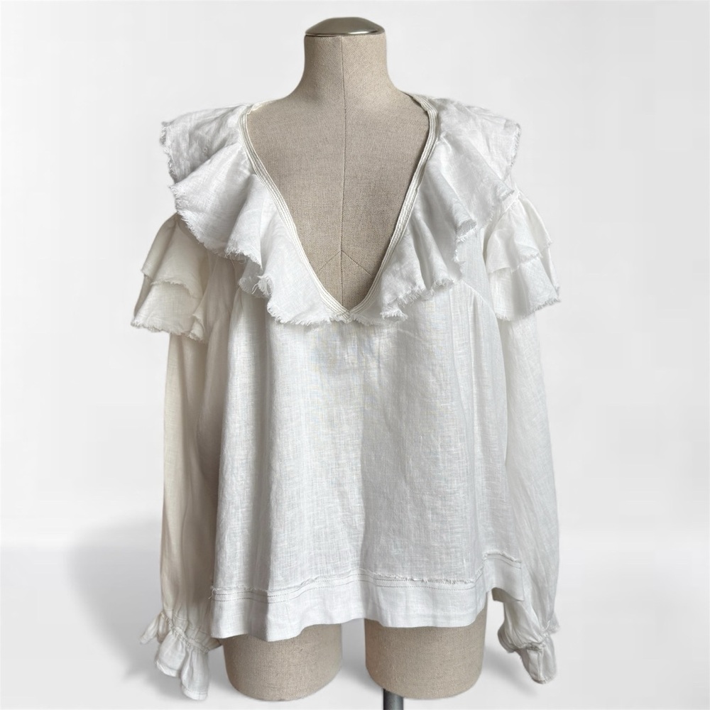 Free People We the Free Ruffle Linen Top